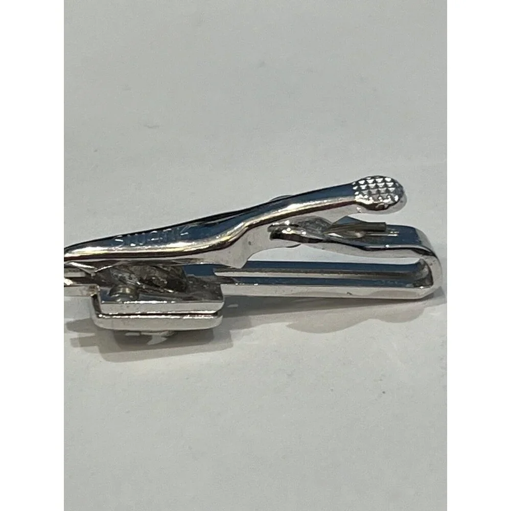 Vintage Swank Silver Fish Cuff Links And Matching Tie Clip Bar